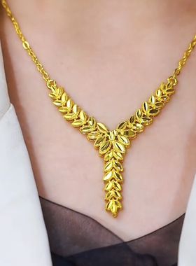 新中式国潮风麦穗项链古法时尚气质锁骨链百搭颈链2025新款爆款潮