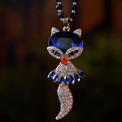 秋冬新款毛衣链水晶狐狸