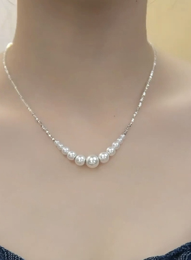 2025新款爆款碎银子珍珠项链女轻奢高级感锁骨链颈链春夏衣服配饰