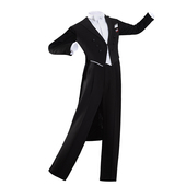 定制潘氏舞服男士 进口棉麻戗驳领色丁领燕尾服全套舞服 六件套新款