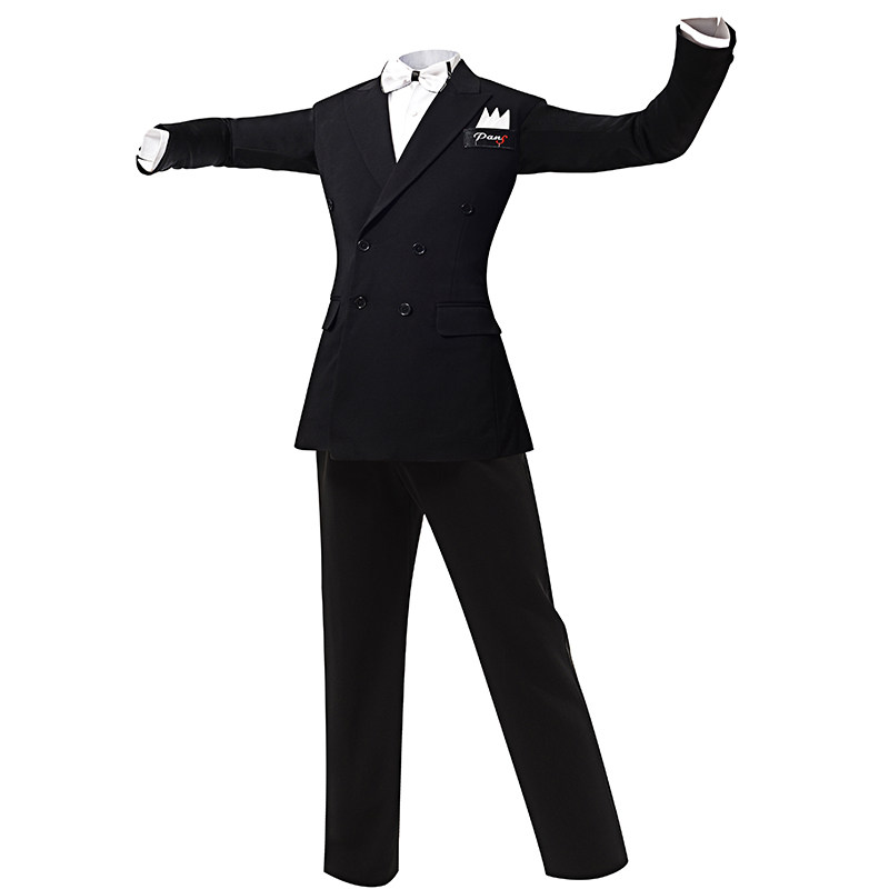 定做现货国标舞摩登舞弹力双排扣枪驳领本布领比赛舞服西装六件套
