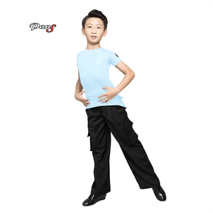 潘氏舞服少儿短袖T恤拉丁舞夏季训练服练习服表演服木代尔棉男童