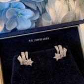 小仙风彗星耳钉女白金流星闪仙女耳环耳饰纯银镶钻五角星星个性 潮