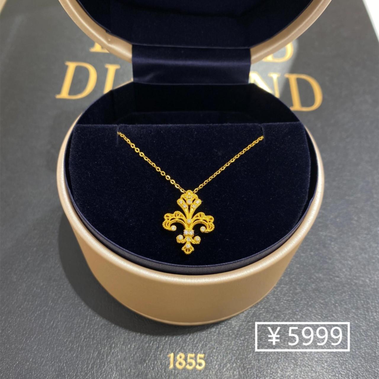 传世金1855鸢尾花项链镂空花丝