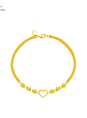 爱心小金珠细闪双层链手链