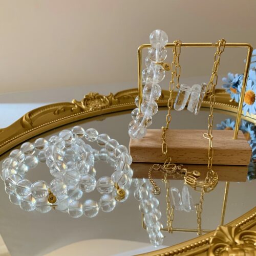 欧美饰品made wel天然白水晶手串 项链有棉絮和冰裂疗愈情绪饰品