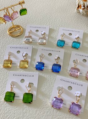 梅西百货自有品牌CHARTER CLUB耳环晶莹剔透水晶彩宝多巴胺耳饰2