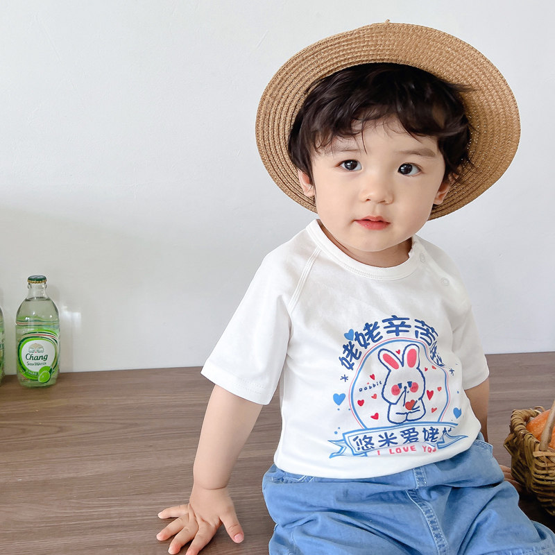 福贵儿定制婴儿服夏装宝宝短袖t恤男童薄款圆领纯棉我爱姥姥哈衣,童装/婴儿装/亲子装,T恤,淘宝优惠券,粉丝福利购,淘宝优惠卷