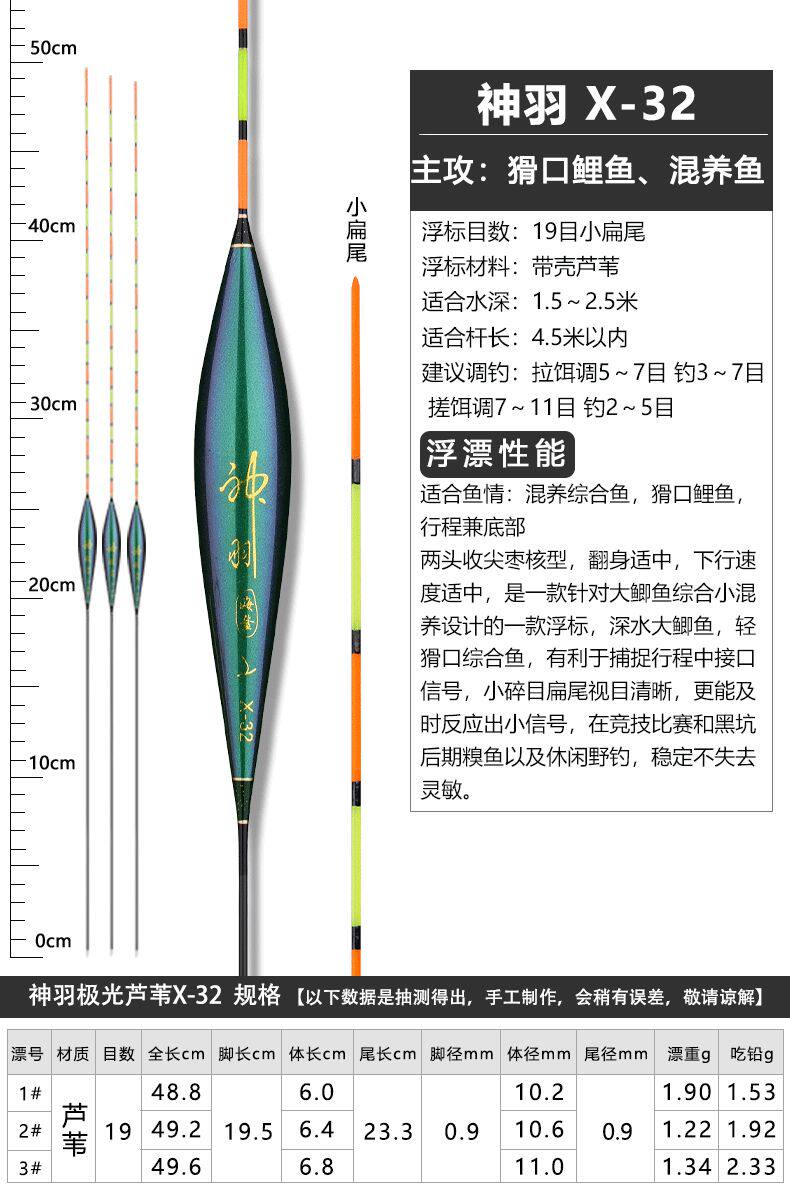 正品海鳌神羽极光X系列芦苇浮漂色彩炫丽随角度变色包邮