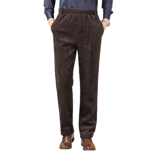 冬季爸爸裤子加绒加厚外穿棉裤灯芯绒保暖裤老人爷爷休闲裤羊羔绒