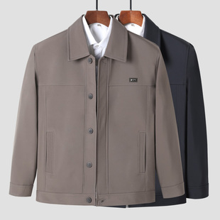 爷爷休闲上衣褂子 老年人男士 爸爸外套男款 翻领夹克扣子衣服春秋款