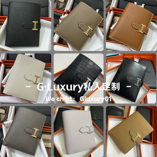 H短款钱包纯手工缝制 bearn短夹钱夹原厂epsom牛皮黑色大象灰现货