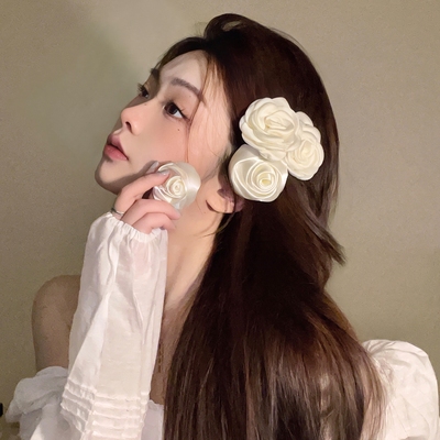 山茶花玫瑰花发夹温柔仙女发饰