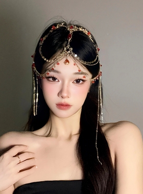 异域风情古风汉服头饰女古装仙气流苏眉心坠额饰西域敦煌新娘发饰