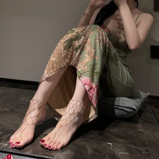 奇怪教母蜘蛛网脚链女新款腿链饰品性感异域风情足链金色潮高级感