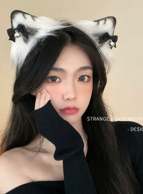 毛绒猫耳朵发箍女发饰猫咪兔子狐狸铃铛发夹头饰品圣诞节万圣节