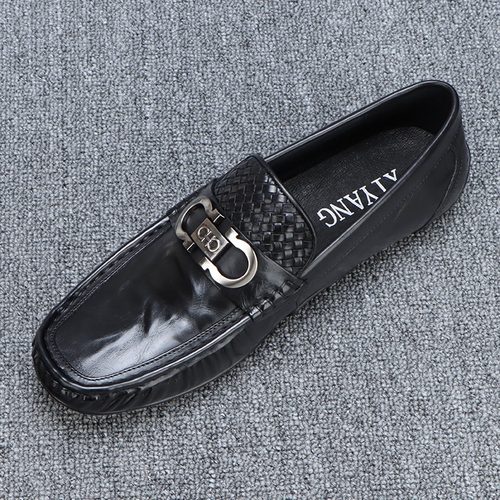 纯牛皮豆豆鞋男真皮软底休闲皮鞋