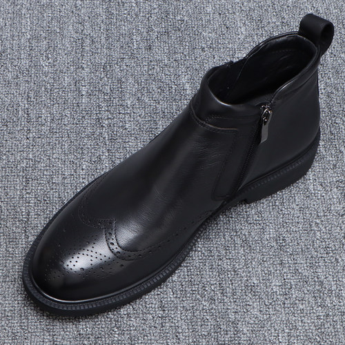 切尔西靴子男真皮英伦布洛克短靴