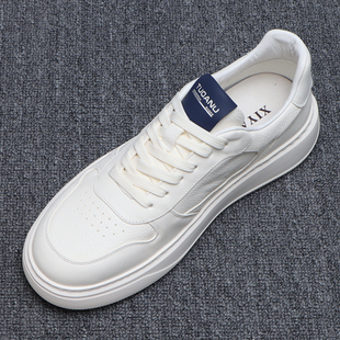 厚底小白鞋男款2025新款轻便发泡底运动男士休闲鞋真皮白色板鞋男