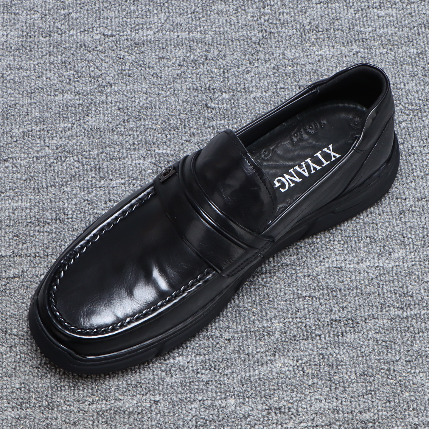 真皮男鞋2025新款一脚蹬软底黑色休闲皮鞋男款年轻人百搭牛皮鞋子