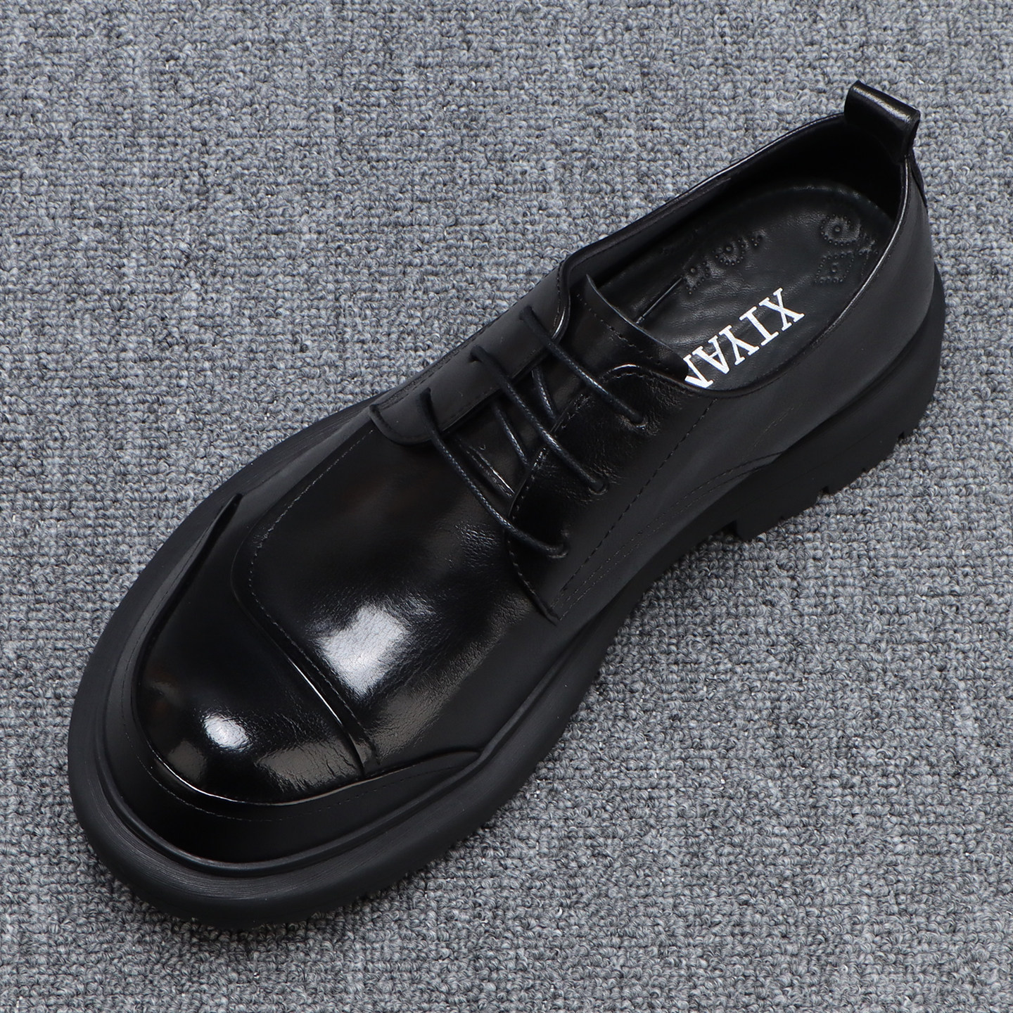 厚底商务休闲鞋男款黑色百搭系带正装皮鞋2026新款英伦真皮德比鞋