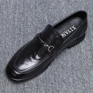 一脚蹬皮鞋男款休闲软底百搭黑色商务真皮鞋2025秋季新款鞋子男鞋