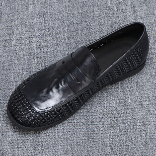 夏季男鞋2026新款透气镂空凉鞋软底头层牛皮编织休闲男士皮鞋真皮