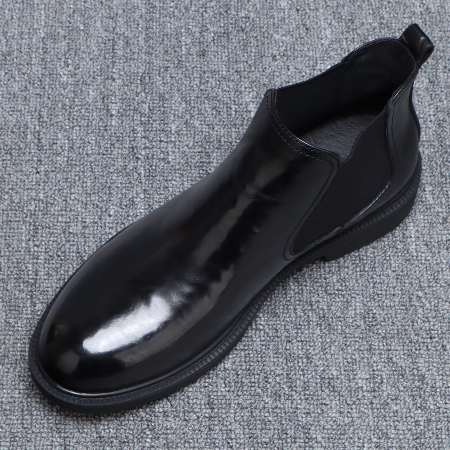 真皮切尔西靴男款高帮手抓胎牛皮黑色商务短靴2025新款靴子男秋冬