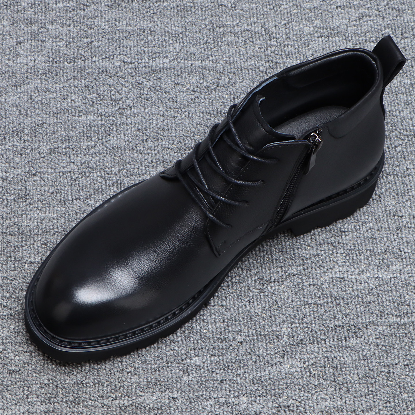 男士马丁靴2025新款厚底轻便黑色商务高帮皮鞋男款英伦风真皮短靴