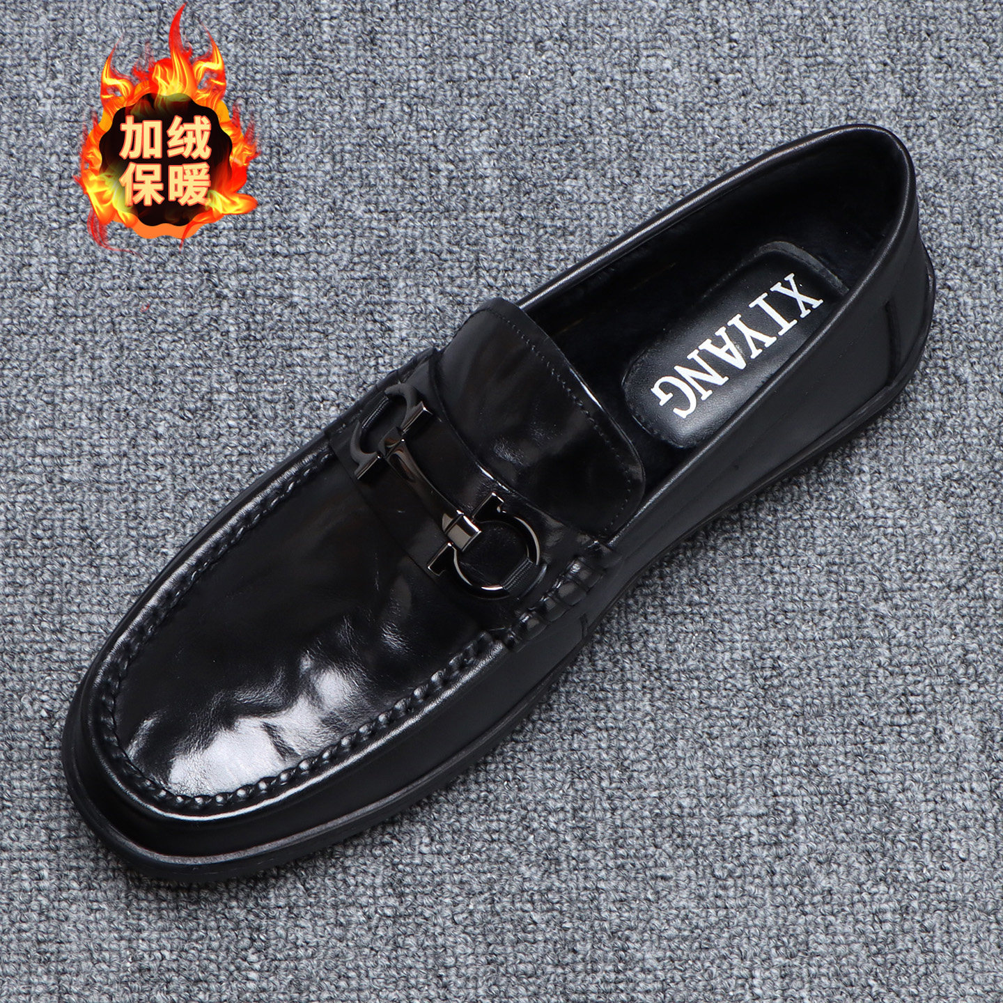 真皮豆豆鞋男冬季加绒保暖休闲鞋2025新款一脚蹬软底轻便驾车鞋男,流行男鞋,乐福鞋（豆豆鞋）,淘宝优惠券,粉丝福利购,淘宝优惠卷