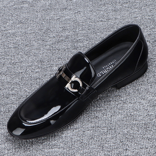 潮流马衔扣英伦商务休闲鞋 真皮男鞋 男爸爸款 平底亮面皮鞋 2026新款