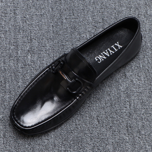 软底轻便开车鞋 男士 2026新款 真皮头层牛皮舒适黑色休闲皮鞋 豆豆鞋