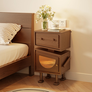 实木儿童床头柜带灯置物高柜子客厅创意侧边几卧室机器人床边柜