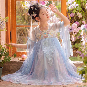 女童夏季汉服2026新款儿童国风唐装小女孩超仙古装刺绣古风公主裙