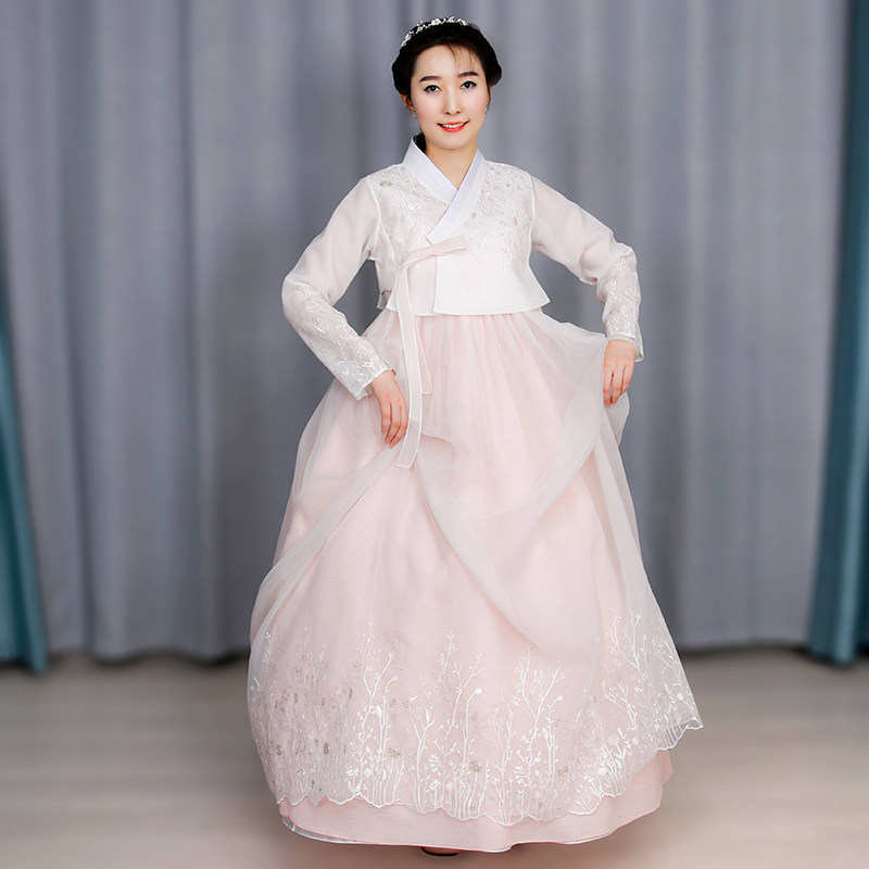 延边顺月定制2022年夏季女士改良蕾丝款韩服公主婚礼敬酒礼服G082