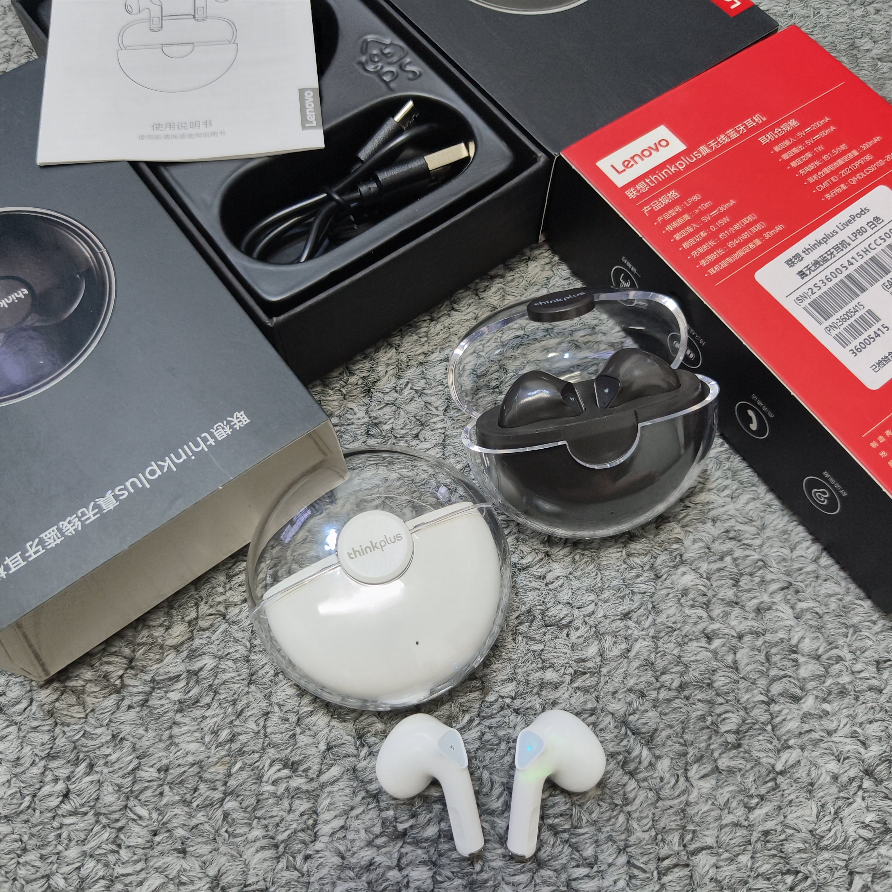 Lenovo/联想 LP80正品半入耳真无线蓝牙耳机EN降噪高颜值AAC解码