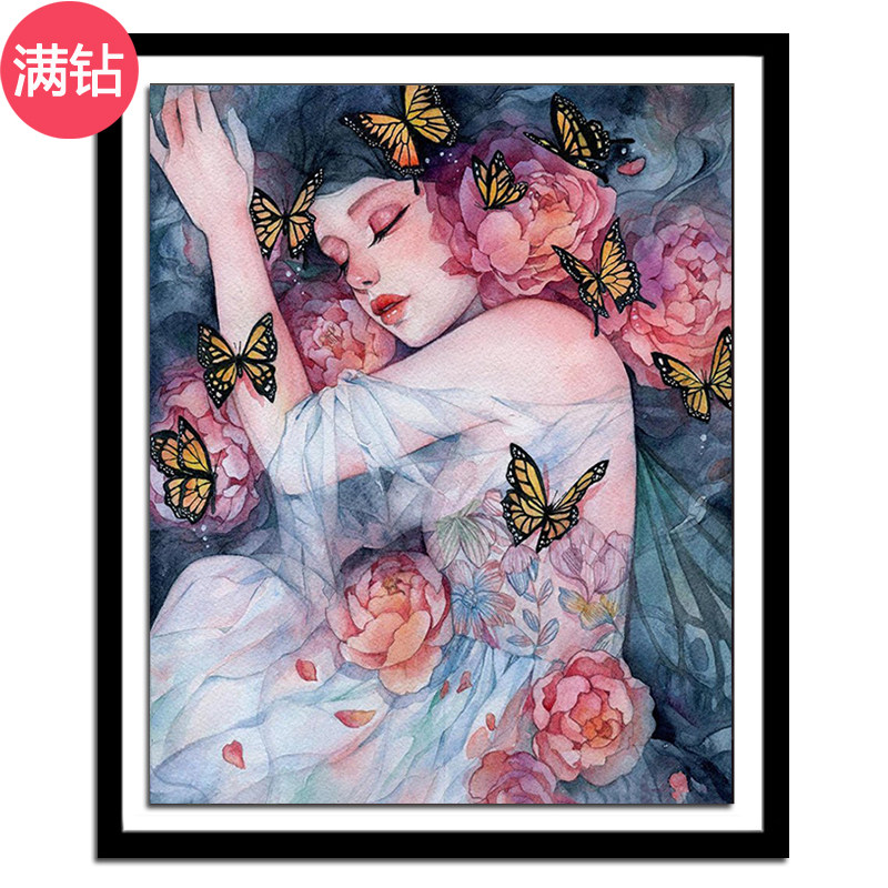 花宴少女蝴蝶女孩简单小幅