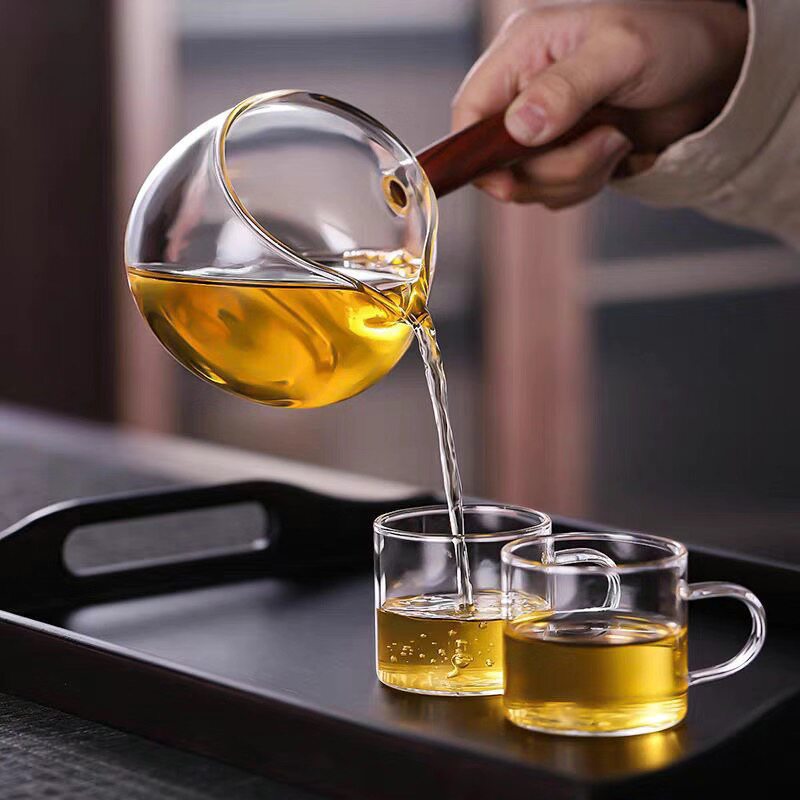 冠牌茶器高硼硅玻璃耐热公道杯木把分茶器功夫茶具泡茶壶高温茶海