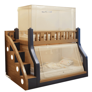 伸缩子母床蚊帐上下铺专用梯形1.5米儿童实木上下床双层高底床