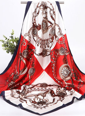 90大方巾丝巾女2025新款春夏季高级感韩版百搭薄款大围巾披肩外搭