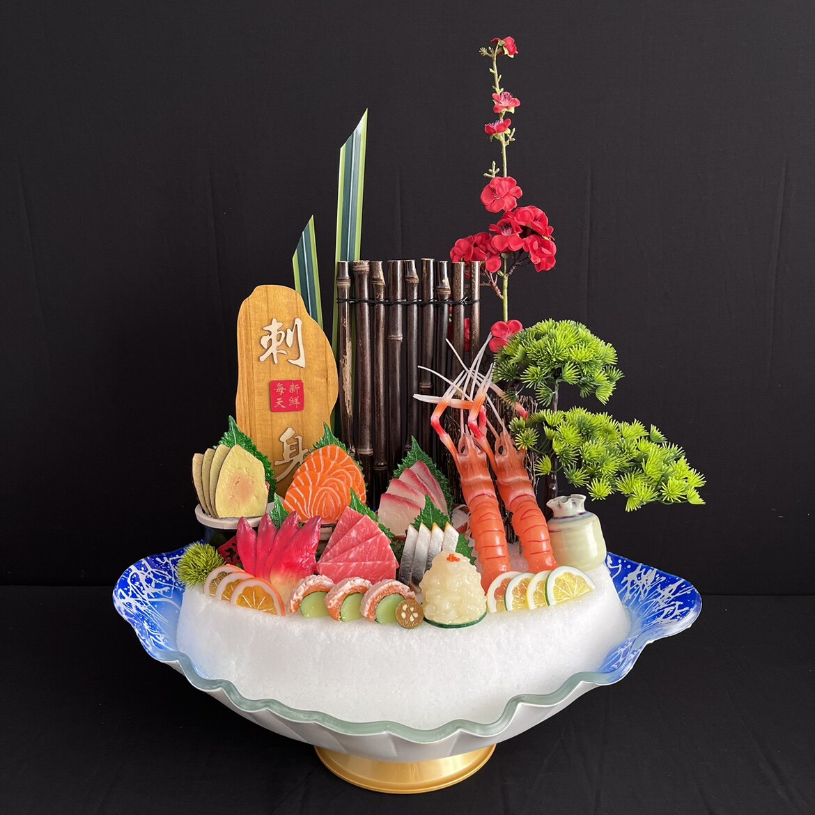 仿真三文鱼模型刺身拼盘模型仿真雪花肥牛仿真帝王蟹东星斑象拔蚌