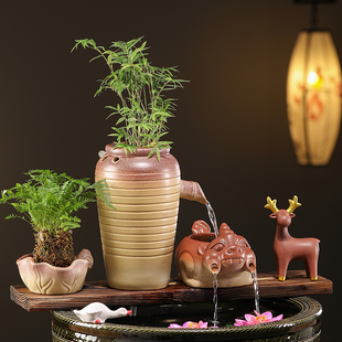 鱼缸过滤器陶罐鱼池全套生态流水瀑布摆件古法生财循环水养鱼造景