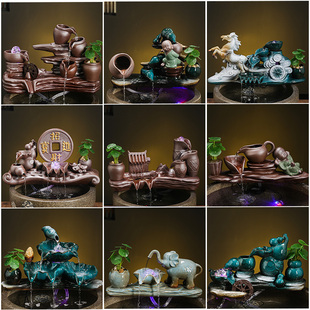 陶瓷鱼缸水石槽缸搭配鱼缸水循环配件摆设造景圆缸流水器增氧过滤