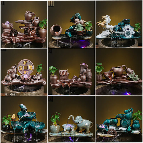陶瓷鱼缸水石槽缸搭配鱼缸水循环配件摆设造景圆缸流水器增氧过滤