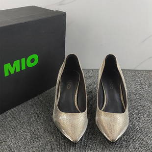 MIO米奥正品撤柜女鞋通勤尖头浅口单鞋女高跟细跟百搭舒适不累脚