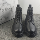 真皮马丁靴女系带短靴百搭工装 EBLAN伊伴撤柜断码 真皮女鞋 靴舒适