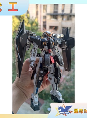 万代 MG 1/100 力天使高达 黑金配色 改色 GN-002高达OO拼装模型