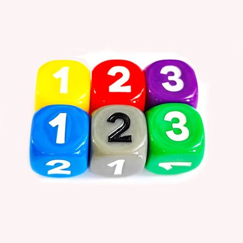 6色亚克力123数字骰子激光雕刻 数学桌游跑团幼教13mm棋配色子骰