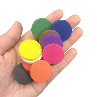 25*5mm彩色圆木片木质圆片桌游圆片token圆木片圆木板