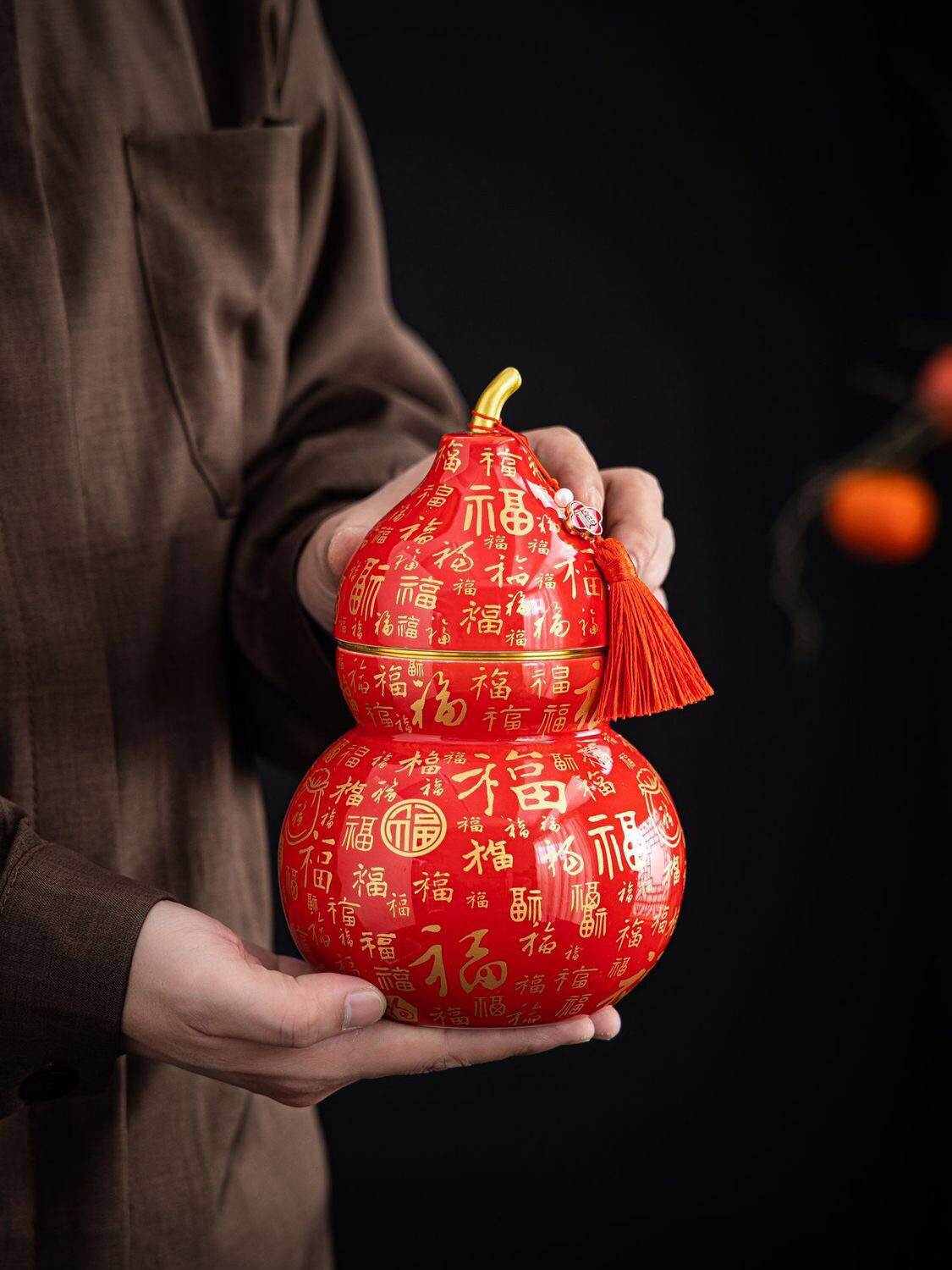 创意福禄红色陶瓷葫芦茶叶罐大号摆件密封罐普洱红茶婚庆高档礼盒,餐饮具,茶叶罐,淘宝优惠券,粉丝福利购,淘宝优惠卷